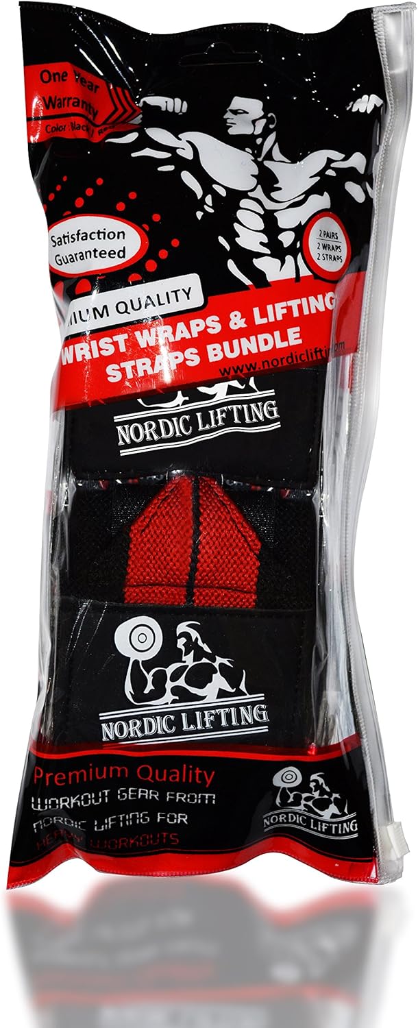 Wrist Wraps + Lifting Straps Bundle (2 Pairs) for Weightlifting, Cross Training, Workout, Gym, Powerlifting, Bodybuilding - Support for Men/Women, Avoid Injury during Weight Lifting