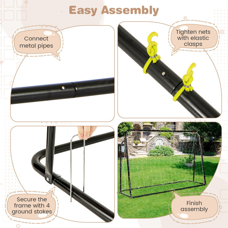 2-In-1 Kids Soccer Rebounder and Soccer Goal with Adjustable Height