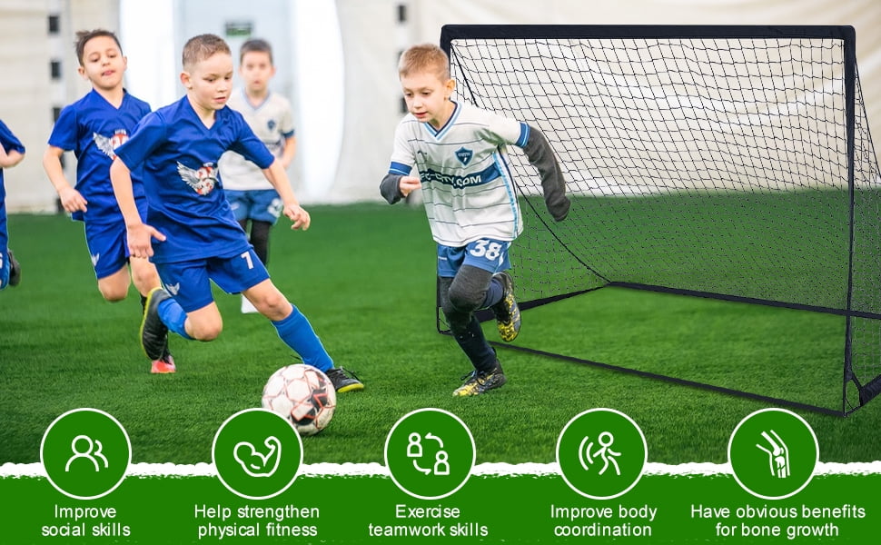 Set of 2 Portable Soccer Goals for Kids & Youth