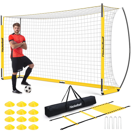 Soccer Goal with Agility Ladder and 12 Soccer Cones 12X6 Ft Soccer