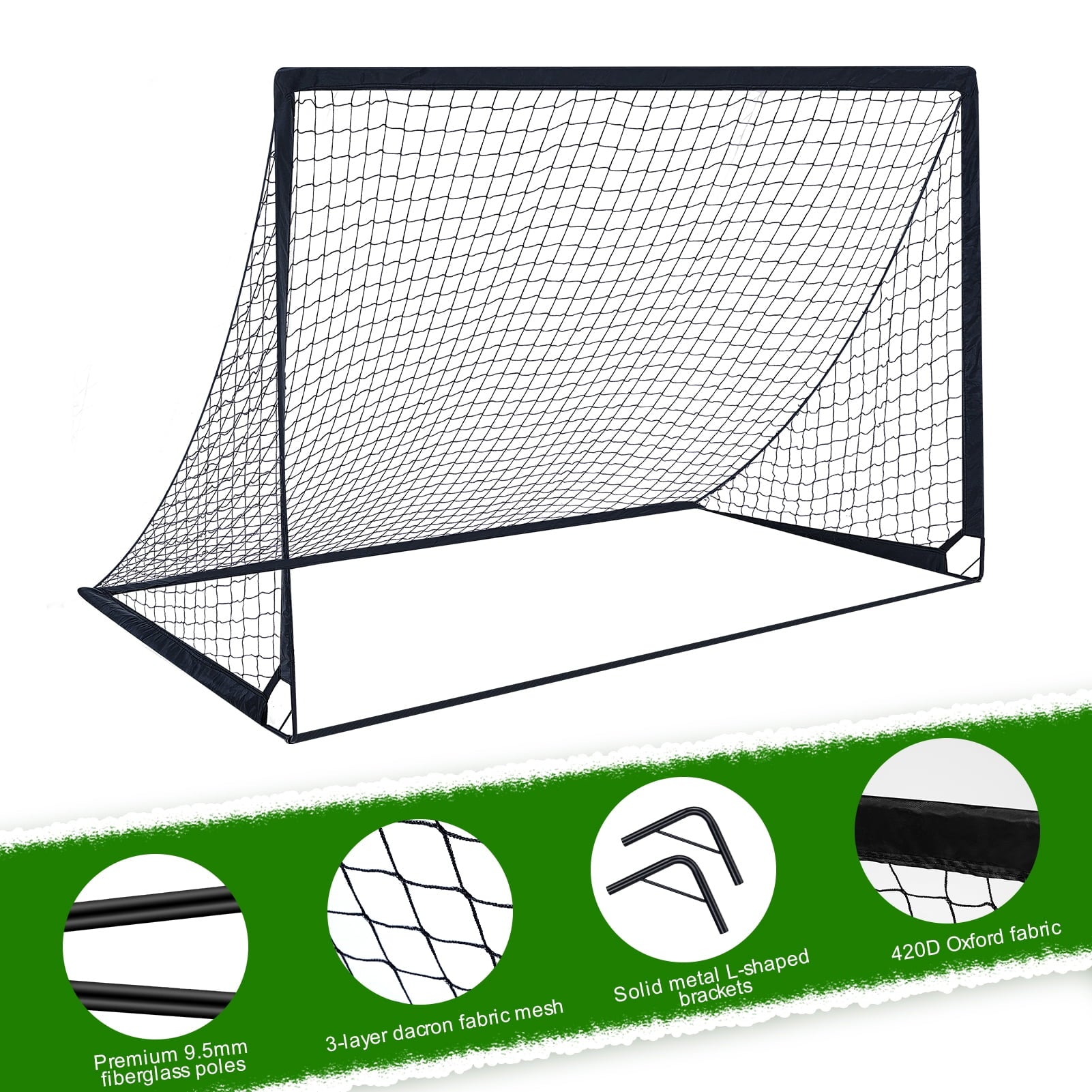 Set of 2 Portable Soccer Goals for Kids & Youth