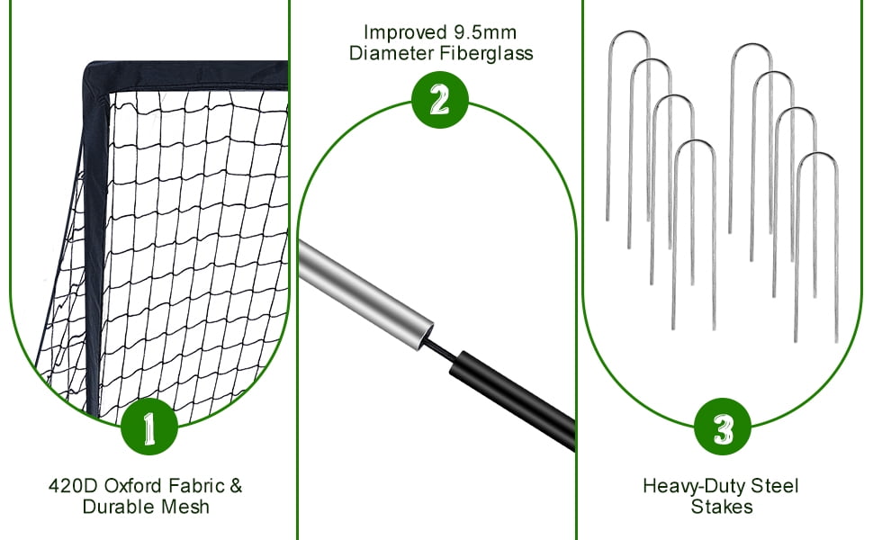 Set of 2 Portable Soccer Goals for Kids & Youth