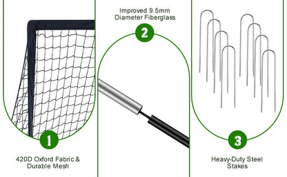 Set of 2 Portable Soccer Goals for Kids & Youth