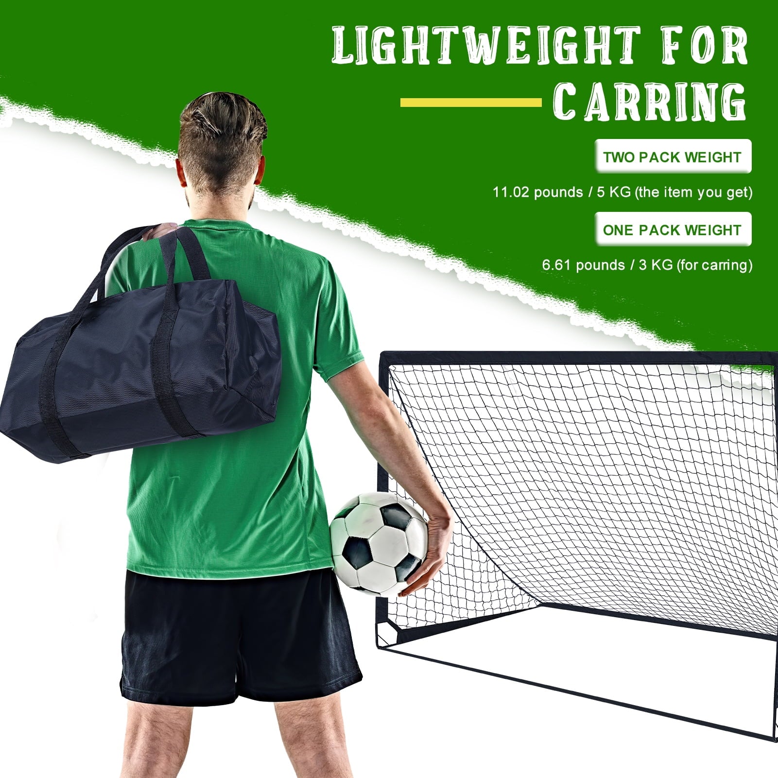 Set of 2 Portable Soccer Goals for Kids & Youth