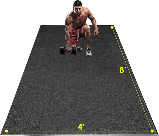 Large Exercise Mat, 8' X 4'X 1/4" Extra Durable Workout Mats for Home Gym Flo...