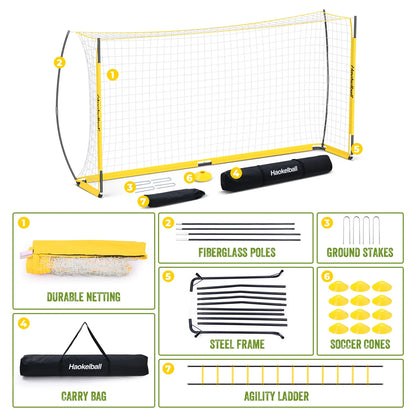 Soccer Goal with Agility Ladder and 12 Soccer Cones 12X6 Ft Soccer