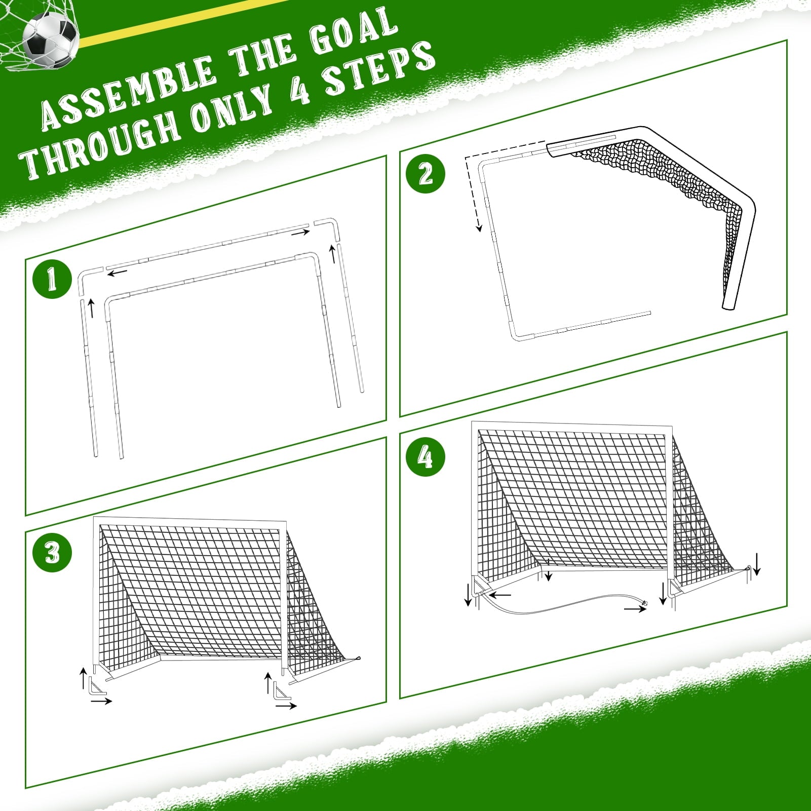 Set of 2 Portable Soccer Goals for Kids & Youth