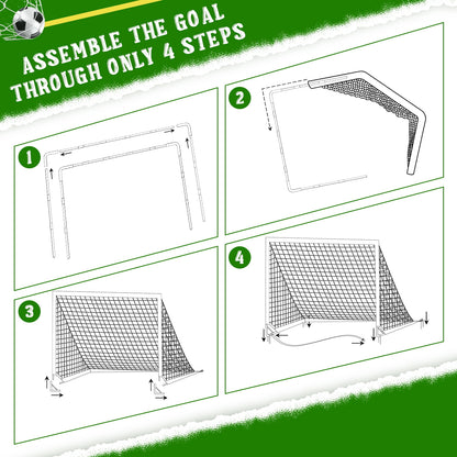 Set of 2 Portable Soccer Goals for Kids & Youth