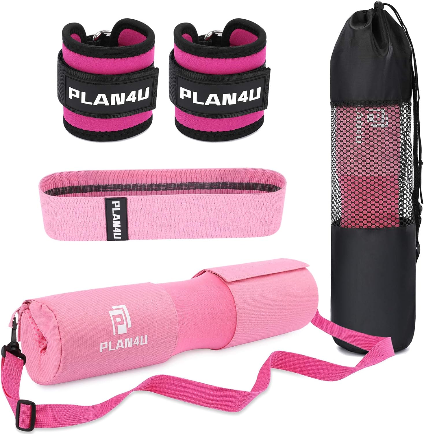 Barbell Pad Set for Squat Hip Thrusts, Upgraded Workout Foam Weight Lifting Bar Cushion Shoulder Neck Support with Anti-Slip Grain, Fits Standard Olympic Bars & Smith Machine