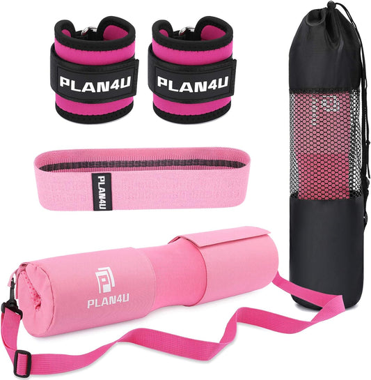 Barbell Pad Set for Squat Hip Thrusts, Upgraded Workout Foam Weight Lifting Bar Cushion Shoulder Neck Support with Anti-Slip Grain, Fits Standard Olympic Bars & Smith Machine