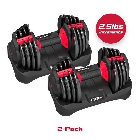 Smartbell 2-Pack, Two 25Lbs. Quick-Select 9 in 1 Adjustable Dumbbell for Home Gym, 5-25Lbs. Weight in 2.5Lbs Increments
