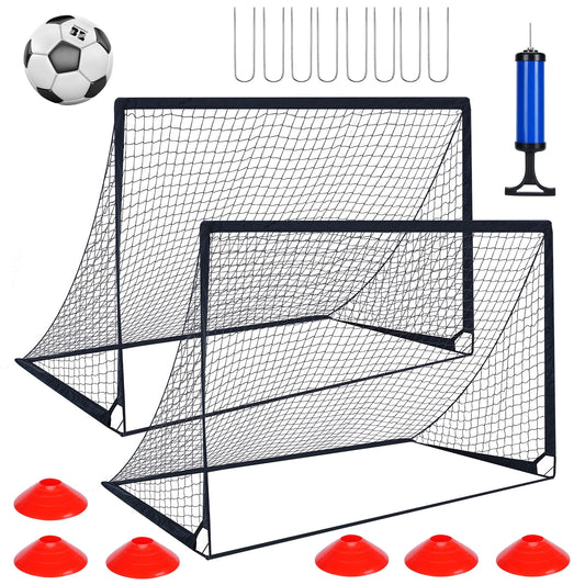 Set of 2 Portable Soccer Goals for Kids & Youth