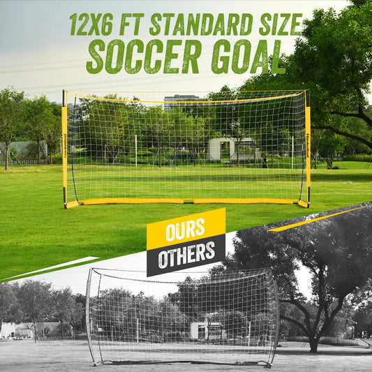 Soccer Goal with Agility Ladder and 12 Soccer Cones 12X6 Ft Soccer