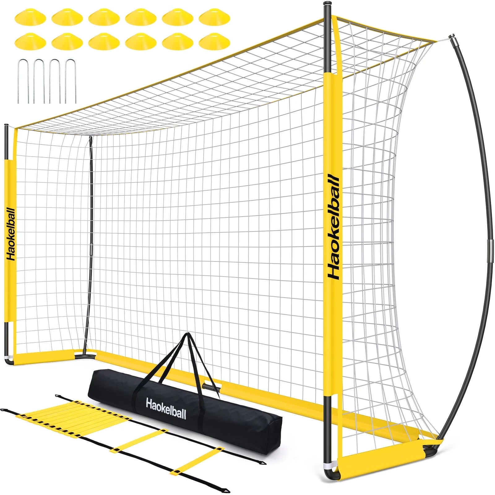 Soccer Goal with Agility Ladder and 12 Soccer Cones 12X6 Ft Soccer