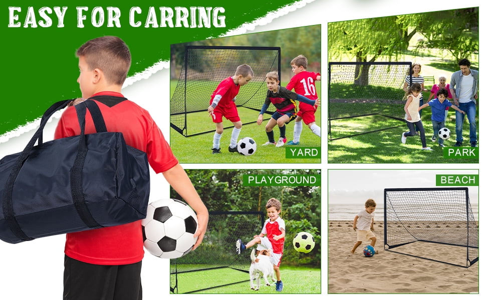 Set of 2 Portable Soccer Goals for Kids & Youth