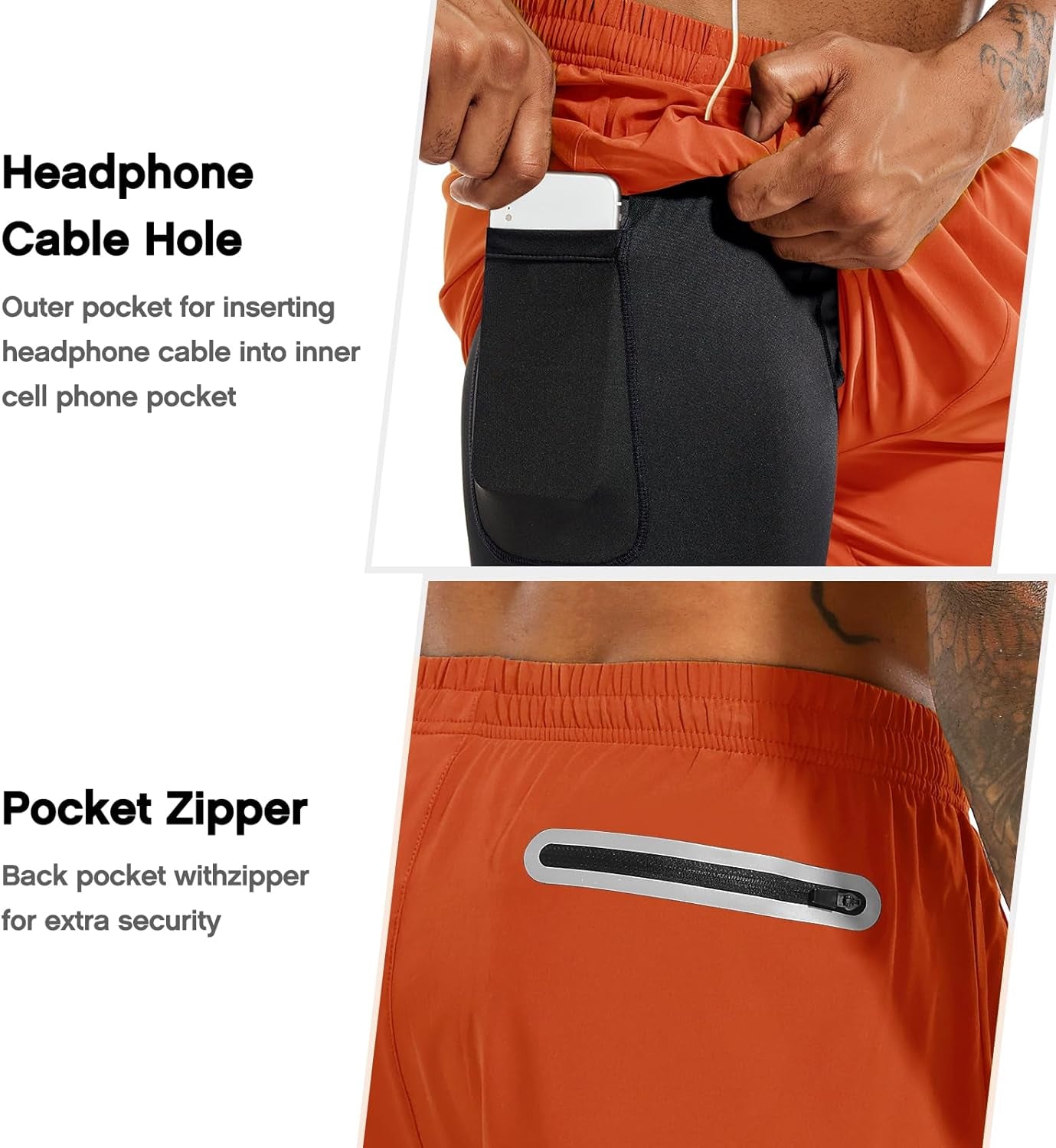 Men'S 2 in 1 Running Shorts 5 in or 7 in Quick Dry Gym Athletic Workout Shorts for Men with Phone Pockets