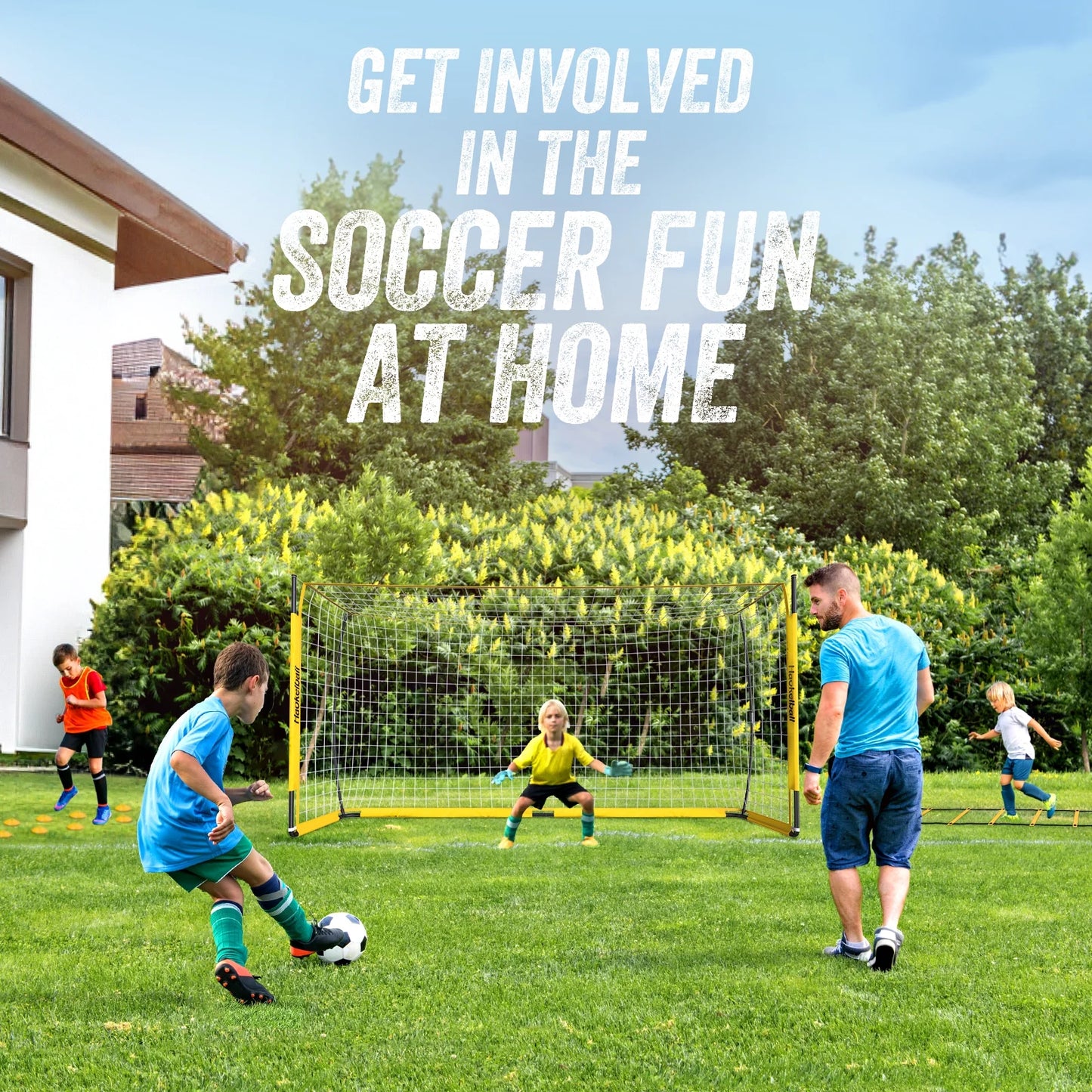 Soccer Goal with Agility Ladder and 12 Soccer Cones 12X6 Ft Soccer