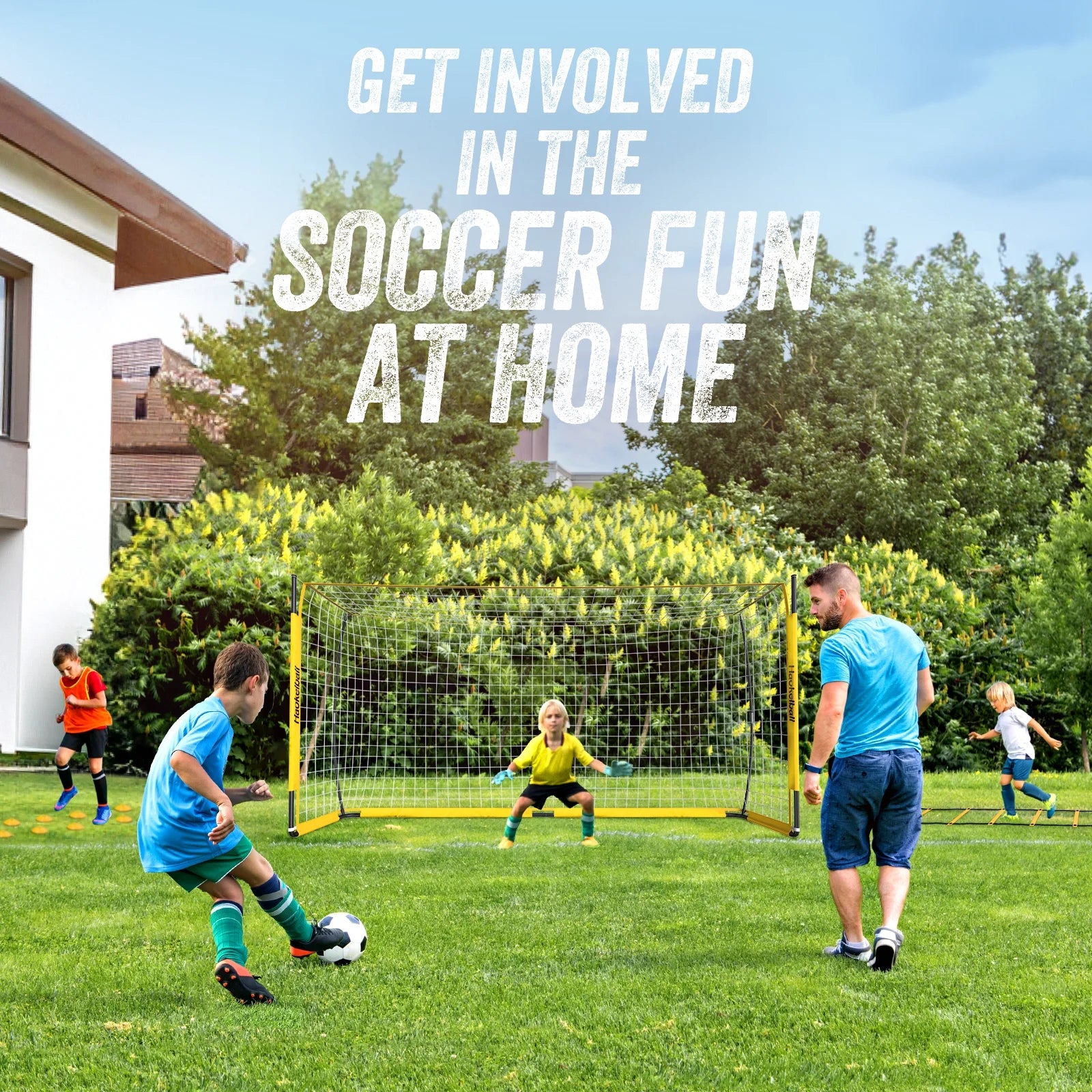 Soccer Goal with Agility Ladder and 12 Soccer Cones 12X6 Ft Soccer