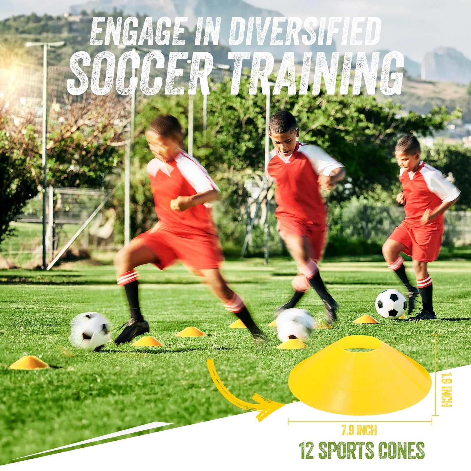 Soccer Goal with Agility Ladder and 12 Soccer Cones 12X6 Ft Soccer