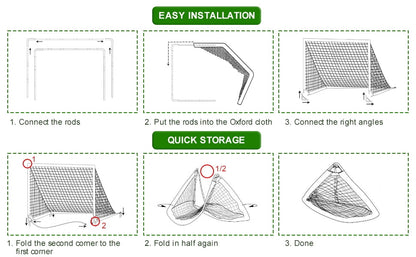 Set of 2 Portable Soccer Goals for Kids & Youth